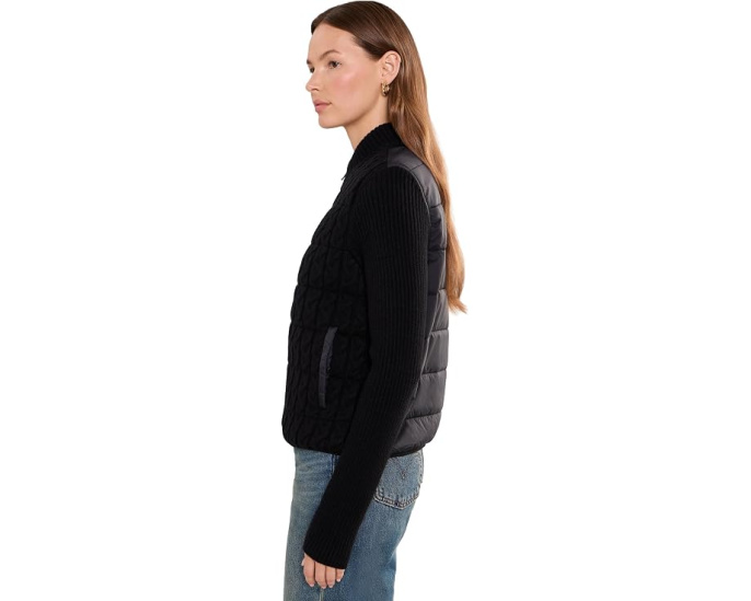 Long Sleeve Zip Front Quilted Sweater Jacket