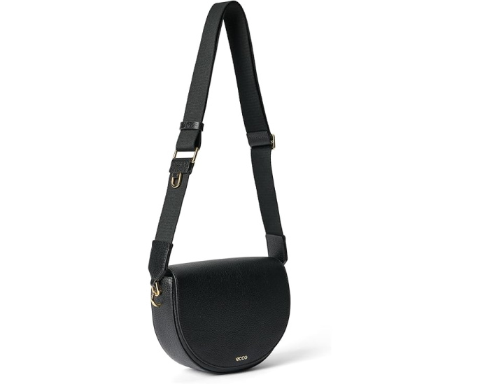 Сумка через плечо ECCO Saddle Bag из черной тесненой кожи