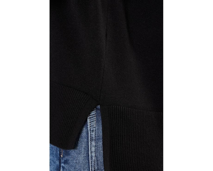 Short Sleeve V-Neck Dolman Popover Sweater with Step Hem