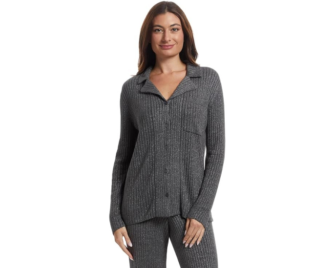 Рубашка CozyChic Ultra Lite Lurex Barefoot Dreams с блестящей вставкой