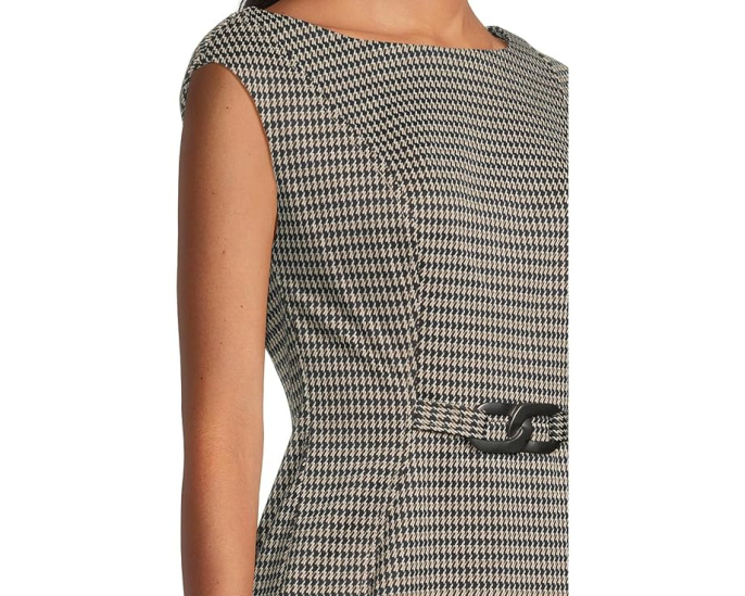 Приталенное платье Cap Sleeve Ponte с поясом Calvin Klein