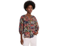 Raglan Sleeve Button-Down Blouse