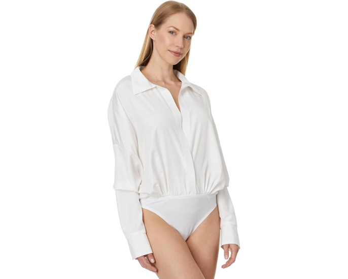 Боди Norma Kamali Super Oversized Boyfriend NK Shirt из хлопкового поплина на застежке-липучке