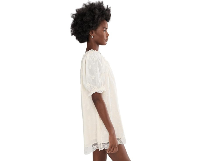 Мини-платье Free People Juno с вышивкой и пышными рукавами