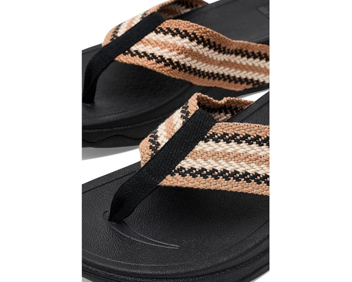 FitFlop Surfa Stripe-Webbing Toe-Post Sandals с ремешками из тесьмы