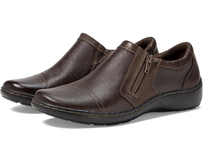 Слипоны Clarks Cora Giny из текстурированной кожи и текстиля с двумя молниями