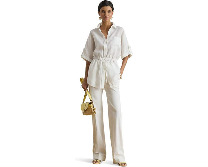 Туника Linen Roll-Tab Sleeve Tunic из льна с завязками Lauren Ralph Lauren
