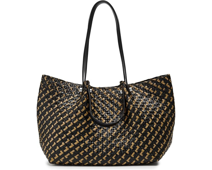AllSaints Allington Straw Tote соломенная сумка из плетеного сизаля с черной отделкой