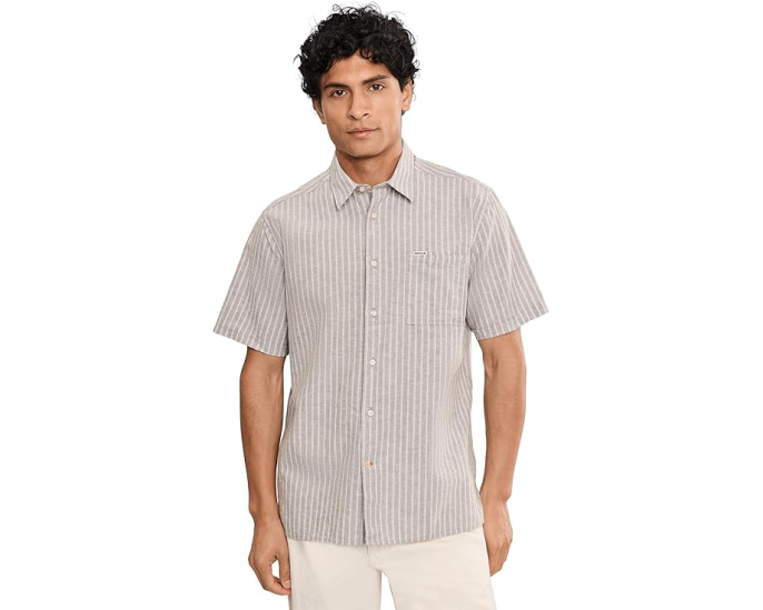 Barbour летняя рубашка Nelson Striped из льна с расслабленным кроем