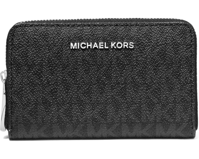 MICHAEL Michael Kors визитница Jet Set Small Zip Around Card Case из тисненой кожи