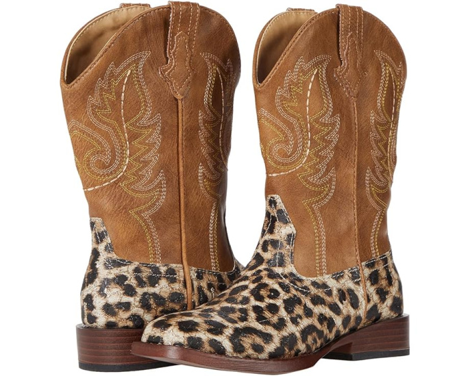 Детские ковбойские сапоги Roper Kids Glitter Leopard с леопардовым принтом