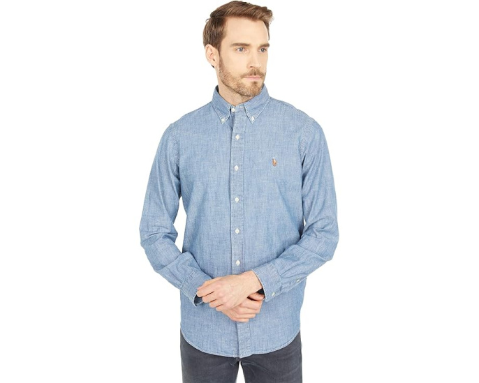Рубашка Polo Ralph Lauren Classic Fit из индиго шамбре с вышитым пони