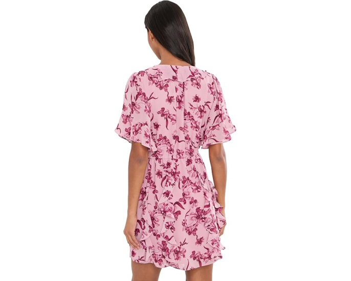 Платье мини CeCe Waterfall Ruffle с коротким рукавом