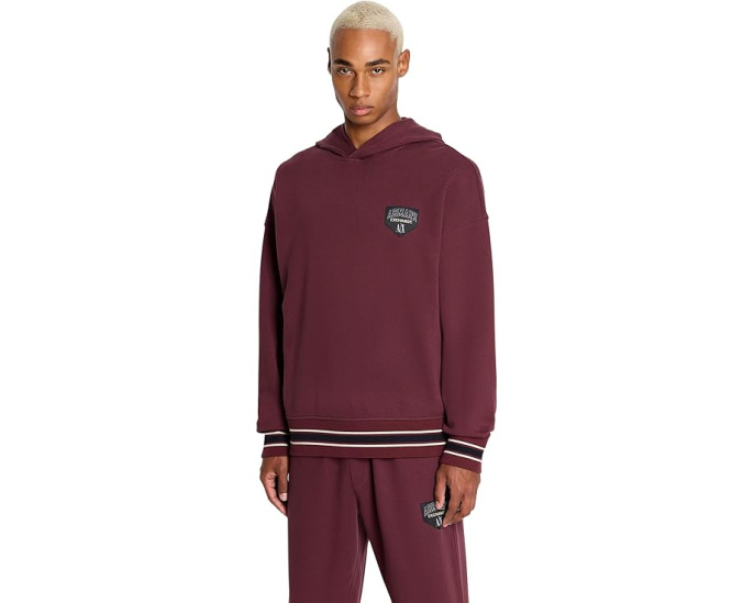 Толстовка Collegiate Fleece от Armani Exchange с полосами на рукавах