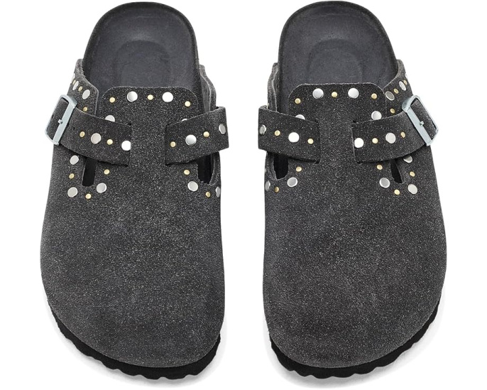 Кломпы Birkenstock Boston с заклепками из замши