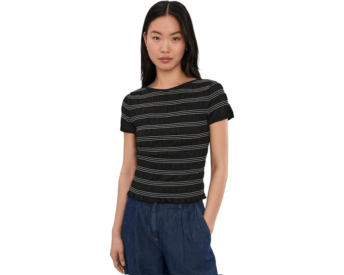 Блуза Madewell с коротким рукавом и сборкой в рубчик