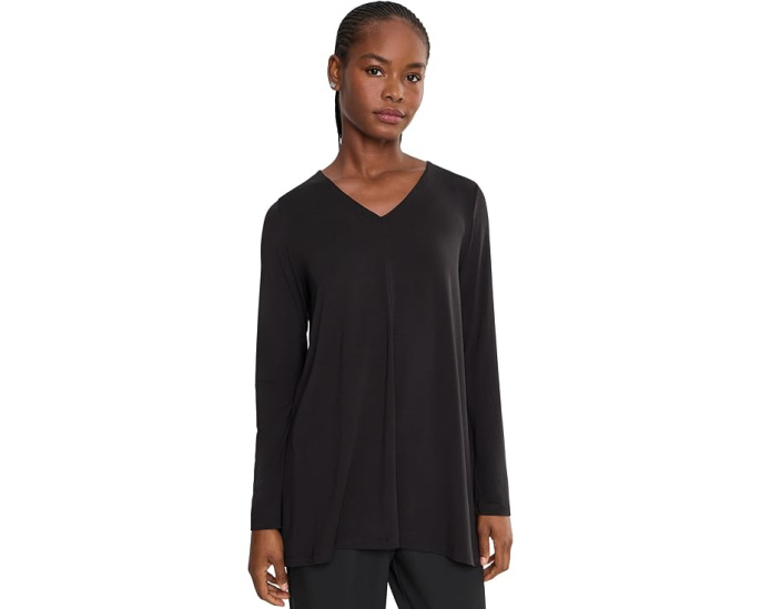 Fine Stretch Jersey Knit V-Neck Tunic