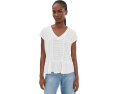 Petite Short Sleeve V-Neck Knit Top w/ Miter Detail