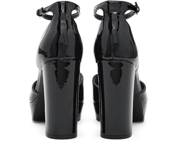 Лодочки Nine West Keela с блочным каблуком глянцевые лакированные черные