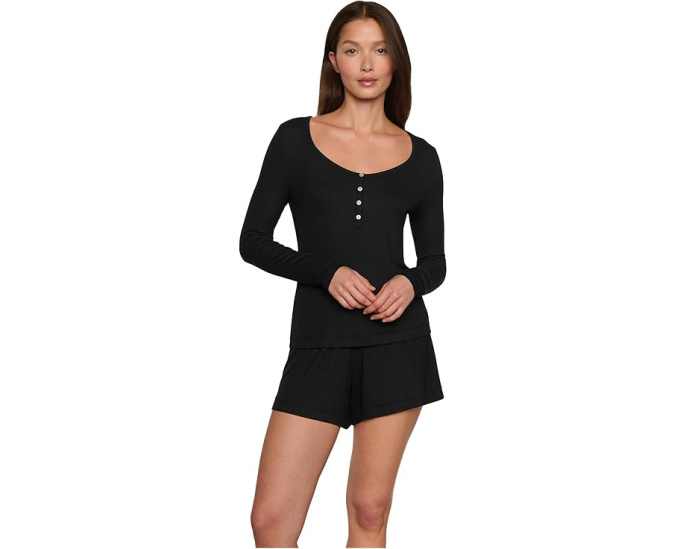 Футболка Eberjey Dream Rib Longsleeve Henley из модала с пуговицами
