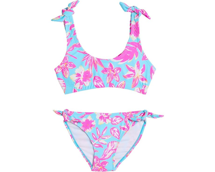 Кроп-топ бикини Tropical Glow из переработанного материала с тропическим принтом