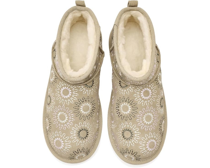 Детские угги UGG Kids Classic Ultra Mini Sun Stitched с вышивкой