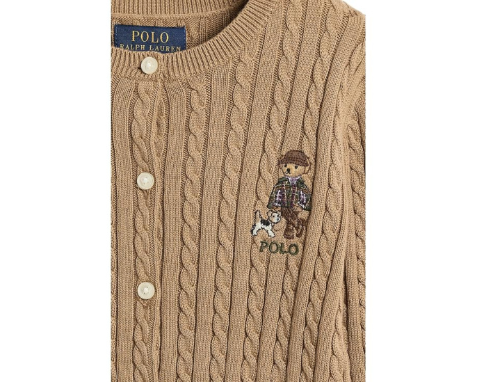 Polo Bear Mini-Cable Cotton Cardigan (Toddler/Little Kids)