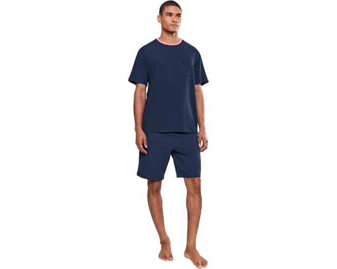 Contrast Neck Pajama Top