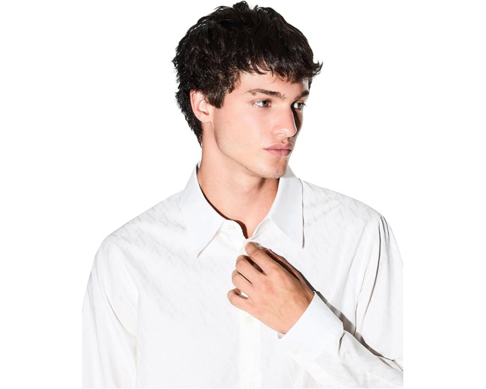 Рубашка Armani Exchange Cotton Jacquard Button Down с жаккардовым принтом
