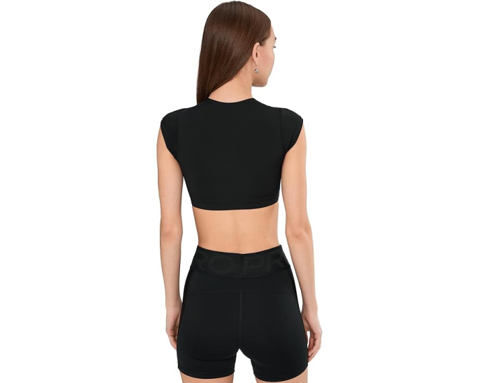 Кроп топ Nike Swim Solid с принтом Swoosh и полной подкладкой