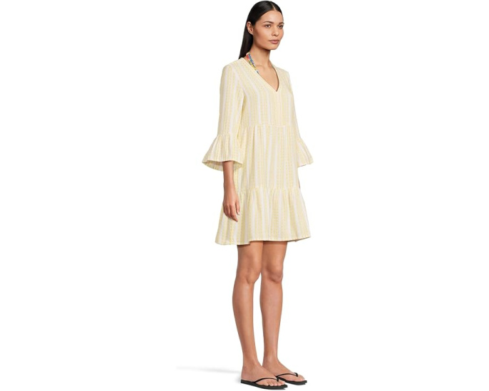 Хлопковое платье Cotton Dobby в ярус от Tommy Bahama с V-образным вырезом