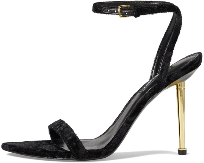 Nine West босоножки Reina на каблуке с ремешком черные велюр