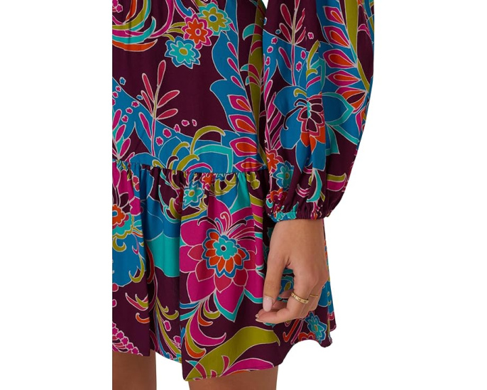 Короткое платье Adrianna Papell Printed Flounce с присборенными рукавами