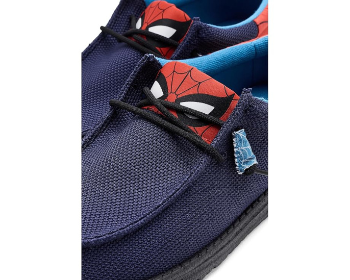 Hey Dude мокасины Wally Funk Spiderman в синем цвете с принтом паутины