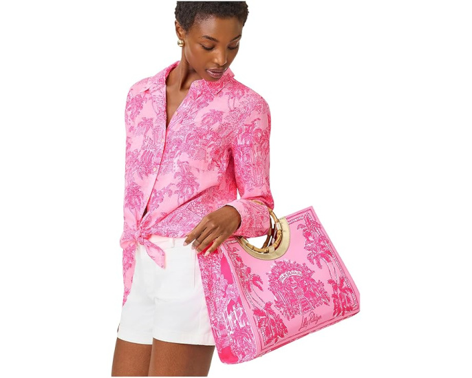 Lilly Pulitzer сумка Oasis Canvas Tote с принтом