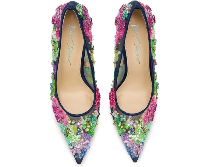 Блестящие туфли Blue by Betsey Johnson Netta с цветочным декором и острым носом