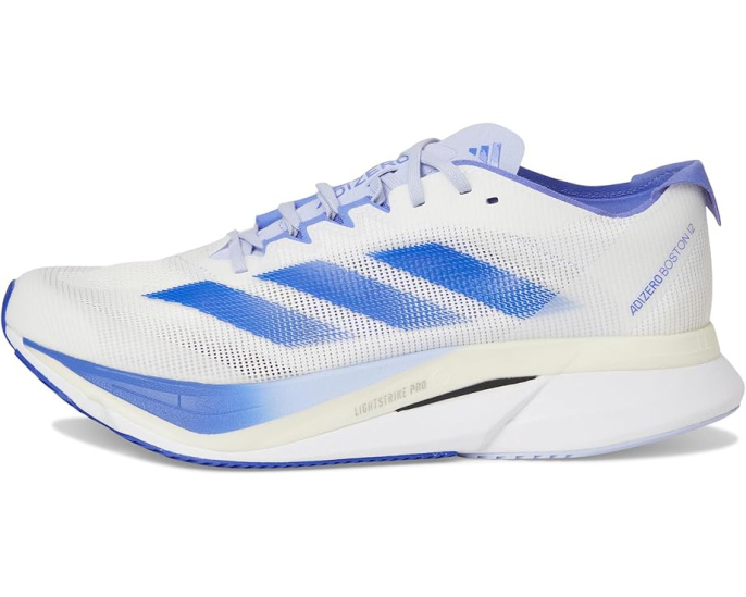 Adidas adiZero Boston 12 кроссовки для бега в белом с синими акцентами