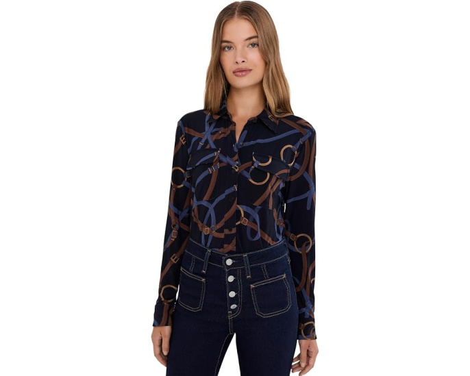 Belting-Print Stretch Jersey Shirt