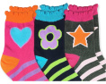 Girls' Big Hearts/Daisies/Stripes Fashion Crew Socks 6 Pack