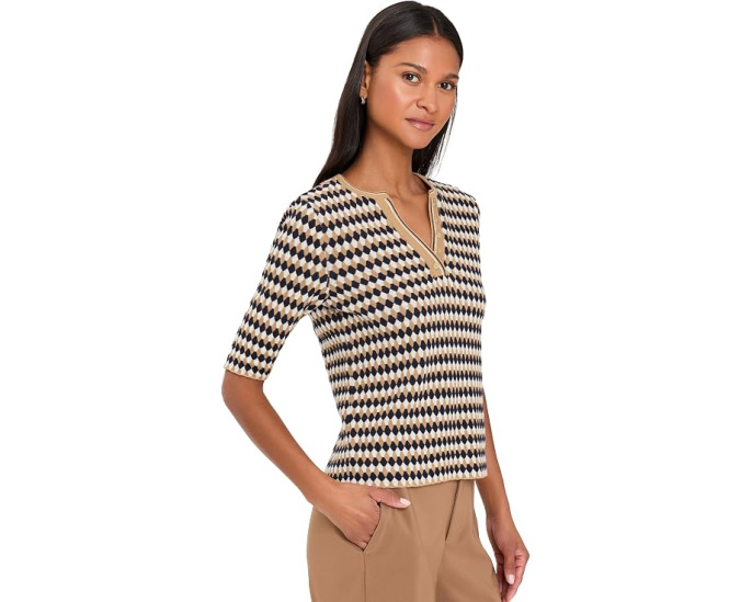 Джемпер NIC+ZOE Angled Jacquard с ромбовидным узором
