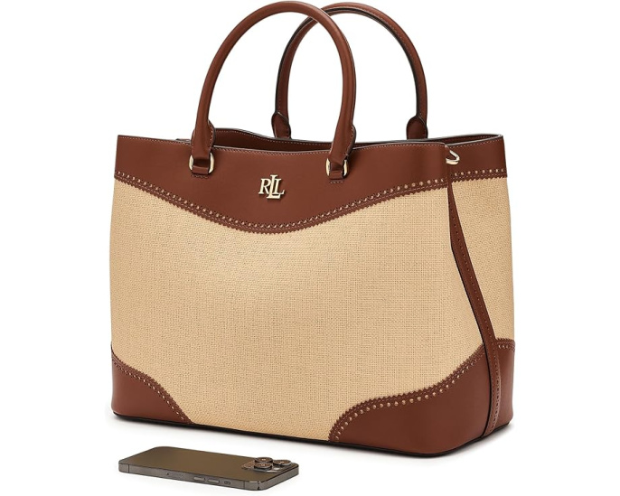 Большой сатчел Straw & Leather Marcy от Lauren Ralph Lauren