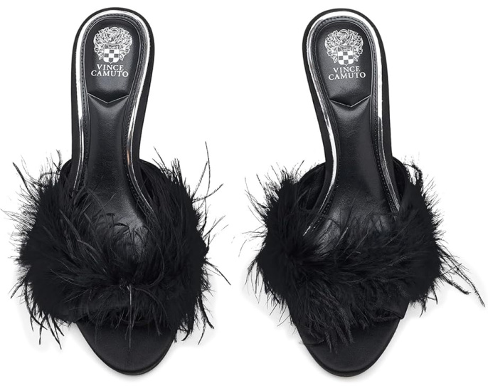 Сандалии-мюли Vince Camuto Paelly на высоком каблуке с перьями