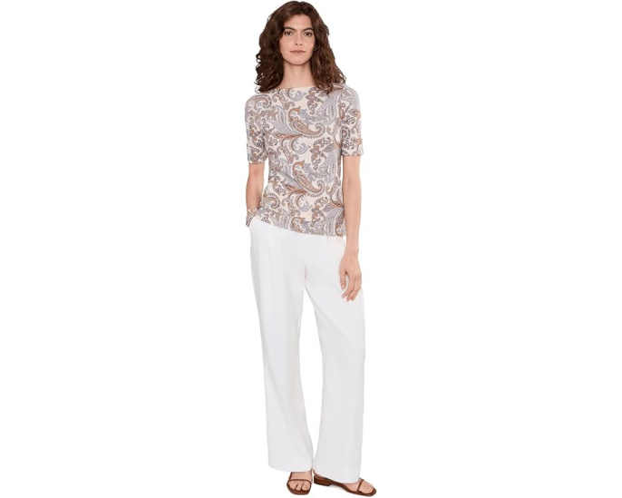 Топ с вырезом лодочкой Paisley из хлопка с эластаном Lauren Ralph Lauren