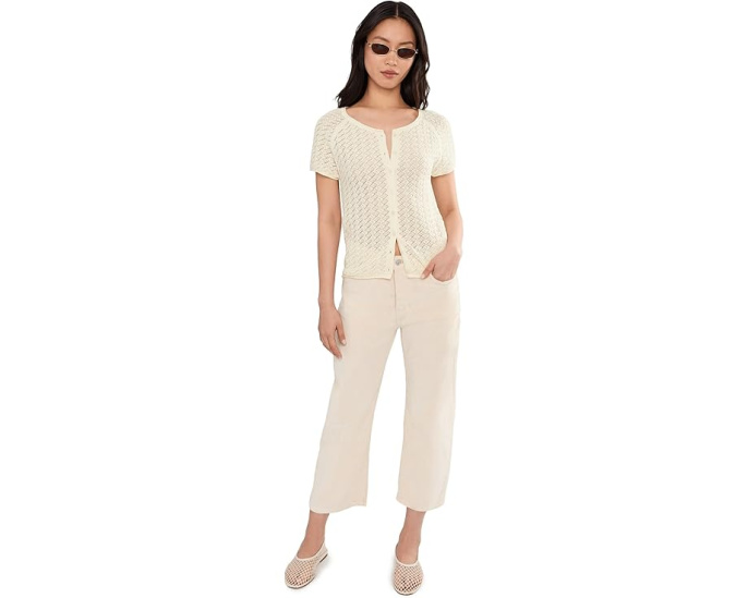 Блуза All In Pointelle Button Top от Sanctuary Розовая с круглым вырезом