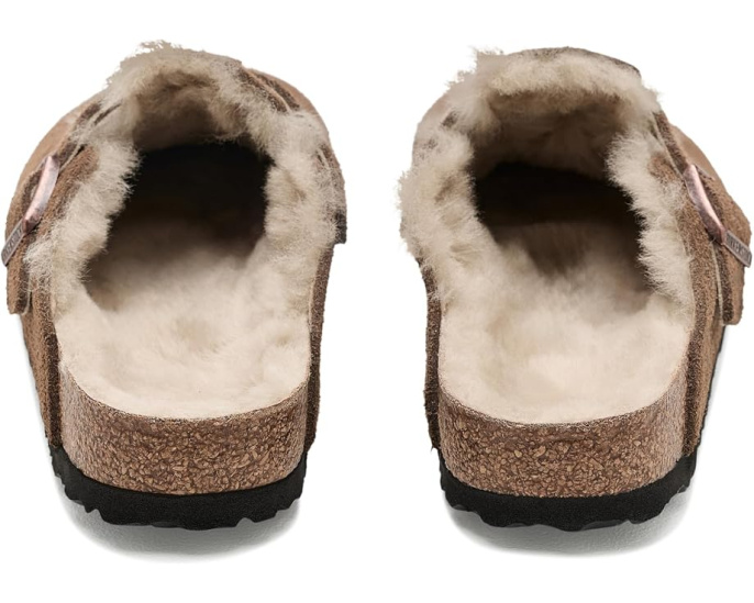 Birkenstock Boston Shearling замшевые клоги с мехом