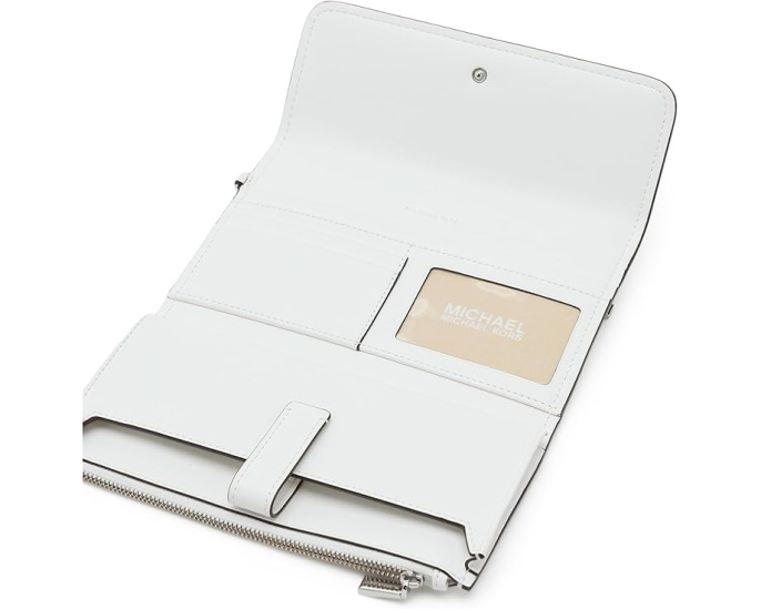 Клатч MICHAEL Michael Kors Jet Set Medium White на запястье