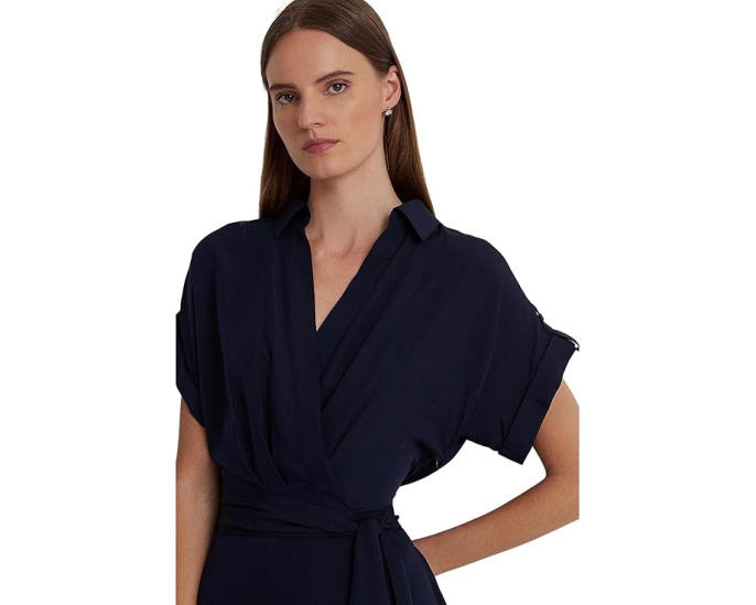 Платье Lauren Ralph Lauren из крепа с поясом и запахом