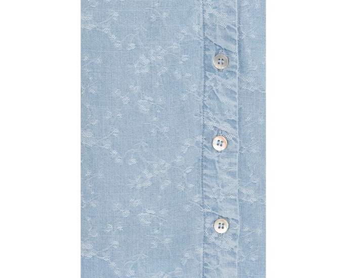Petite 3/4 Sleeve Button Front Shirred Woven Top