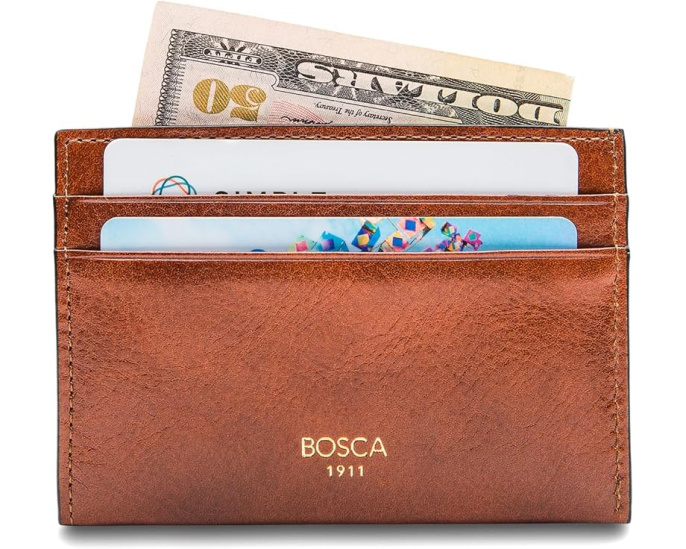 Компактный кошелек Bosca для выходных из состаренной кожи