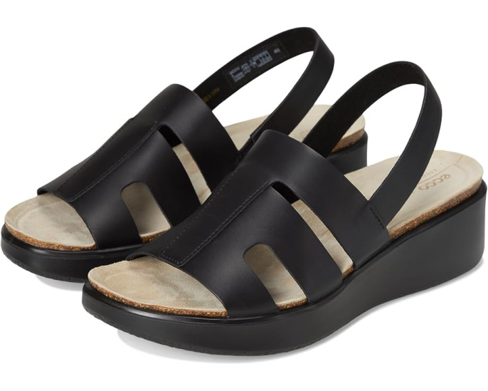Сандалии ECCO Flowt Wedge Cork Oasis на клине с пробковой стелькой и кожаными ремешками